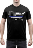 Black - Thin Blue Line America Map T-Shirt