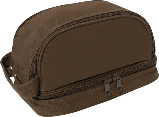 Deluxe Canvas Travel Kit Two Tone Dopp Toiletry Bag with Carry Handle