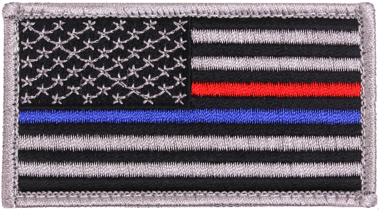 US American Thin Blue Line (Support The Police) & Thin Red Line (Support The Firefighters) Patch 1 7/8