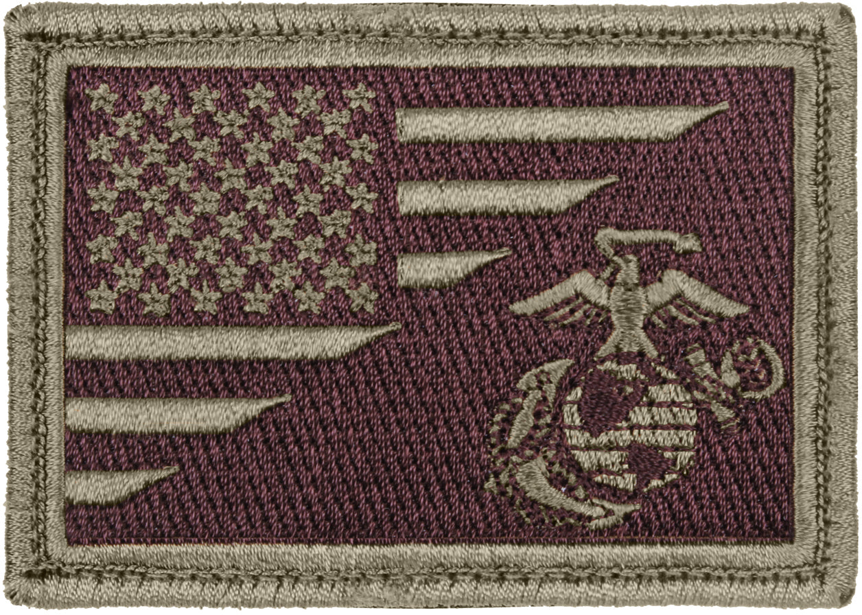 US Flag American U.S.M.C Globe & Anchor Hook & Loop Patch 3 3/8