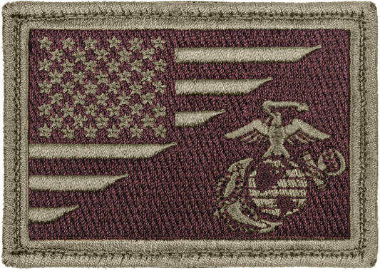 Coyote - US Flag American U.S.M.C Globe & Anchor Hook Patch 3 3/8" x 2 3/8"