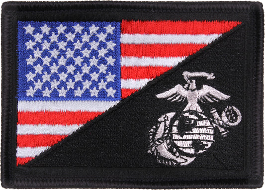 Red, White & Blue -  US Flag American U.S.M.C Globe & Anchor Hook Patch 3 3/8" x 2 3/8"