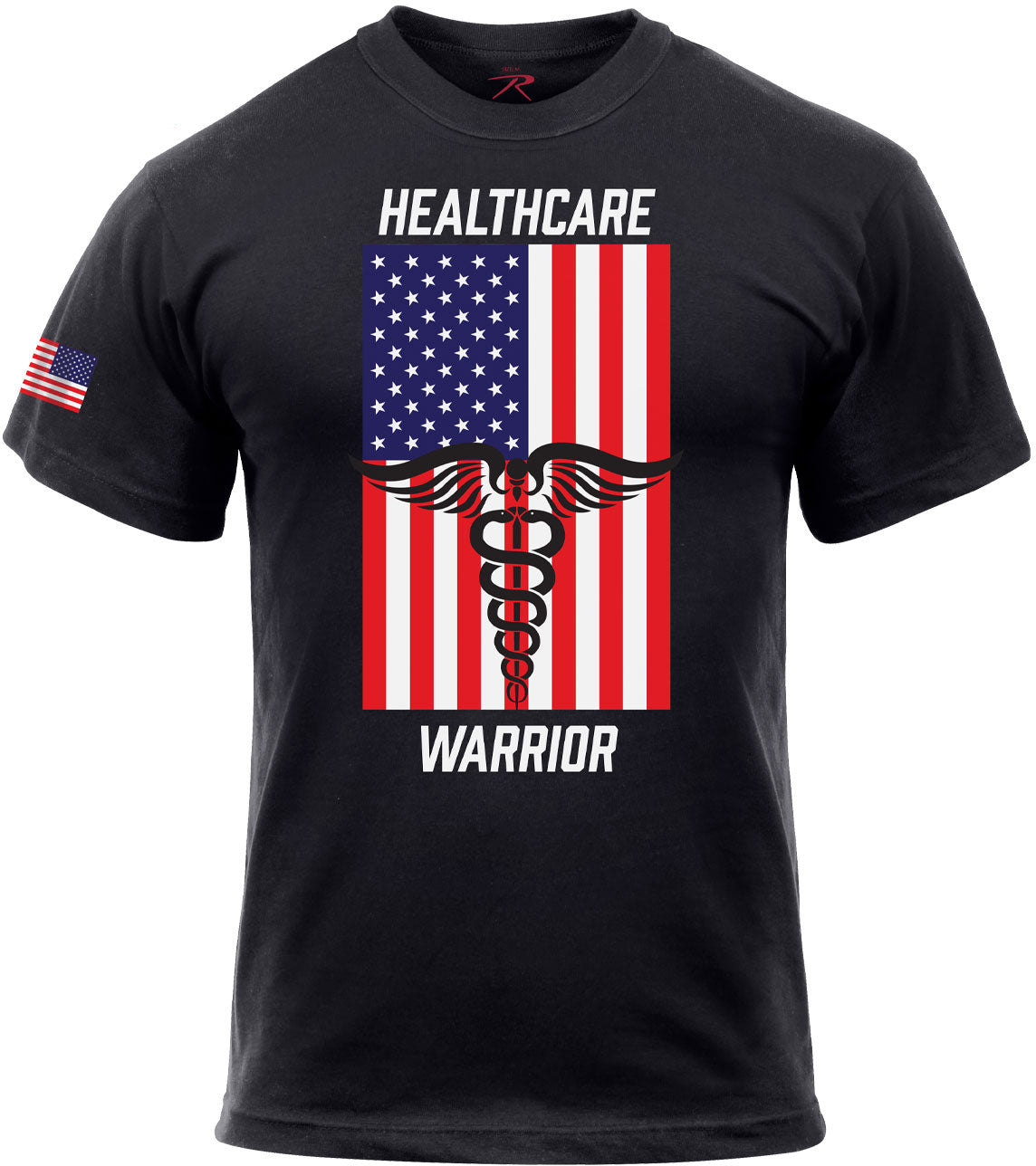 Black Healthcare Warrior US Flag T-Shirt
