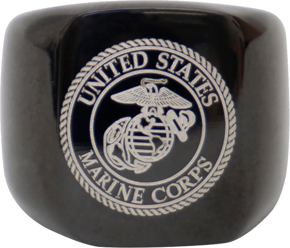 Black - Stainless Steel USMC Eagle, Globe and Anchor Ring