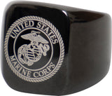 Black - Stainless Steel USMC Eagle, Globe and Anchor Ring