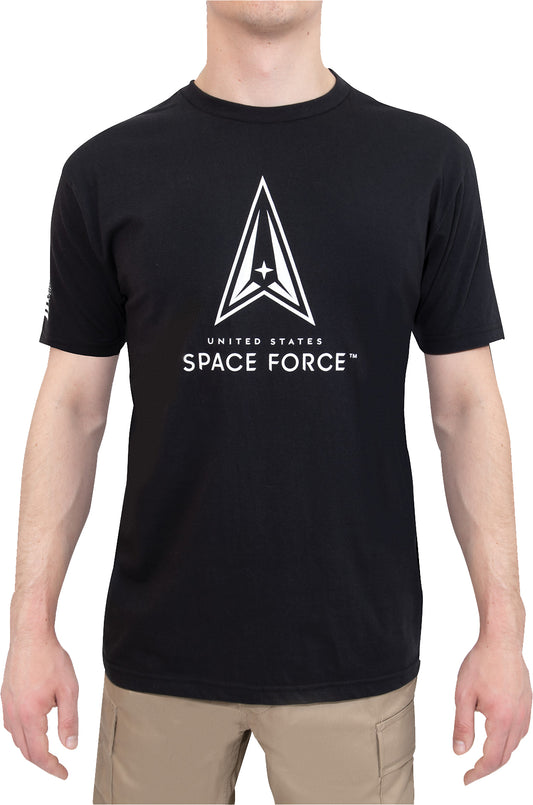 Black - US Space Force Short Sleeve T-Shirt - Poly/Cotton, Athletic Fit