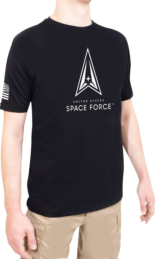 Black - US Space Force Short Sleeve T-Shirt - Poly/Cotton, Athletic Fit