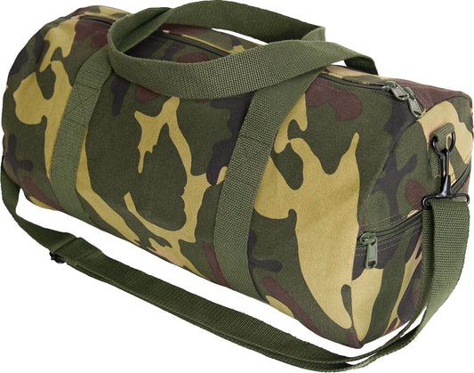 Woodland Camo Heavyweight Cotton Canvas Duffle Bag Sports Gym Shoulder & Carry Bag 19"x9"x9"