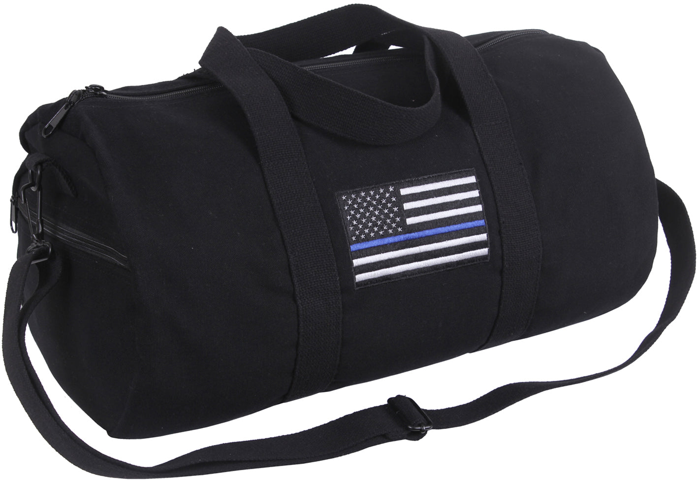 Black - Thin Blue Line Canvas Shoulder Duffle Bag