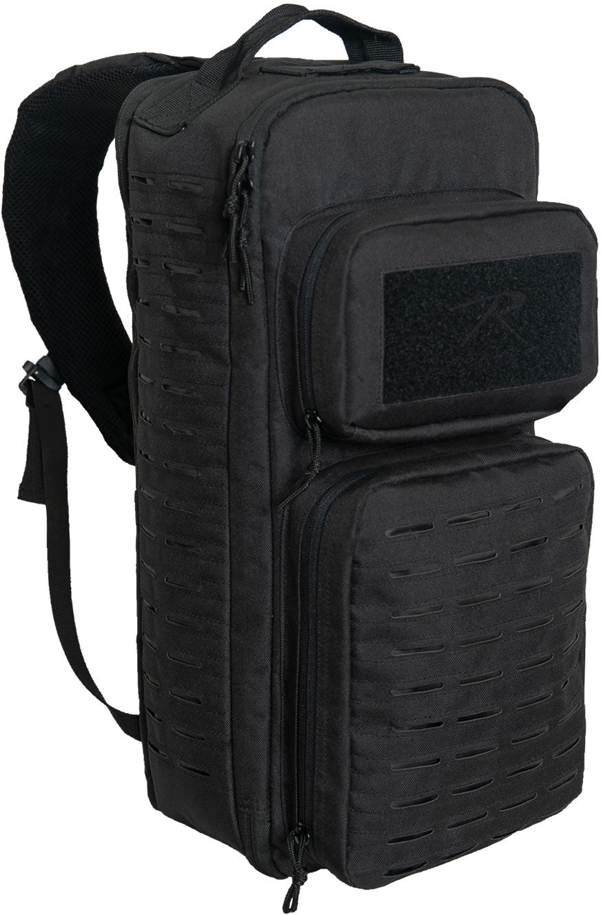 Black Tactical Single Sling Pack With Laser Cut MOLLE