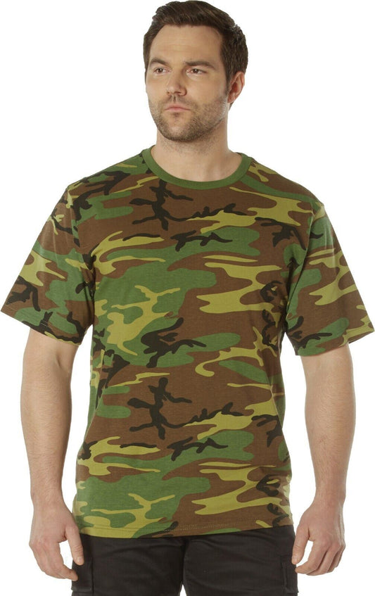 Woodland Camo - Tactical Short Sleeve T-Shirt, Poly/Cotton - Full Comfort Fit