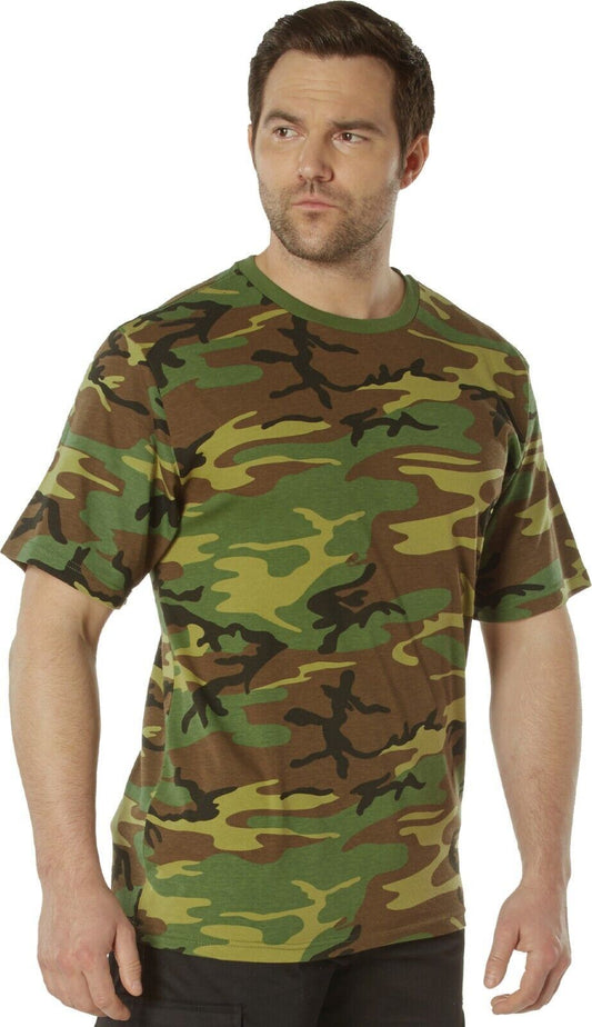 Woodland Camo - Tactical Short Sleeve T-Shirt, Poly/Cotton - Full Comfort Fit