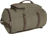 Olive Drab/Brown - 19 Inches Convertible Canvas Duffle / Backpack