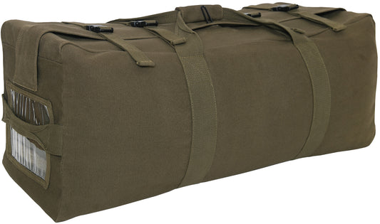 Olive Drab - Enhanced Duffle Bag Heavy-Duty Canvas Backpack Military Duffel 32" x 12" x 12"