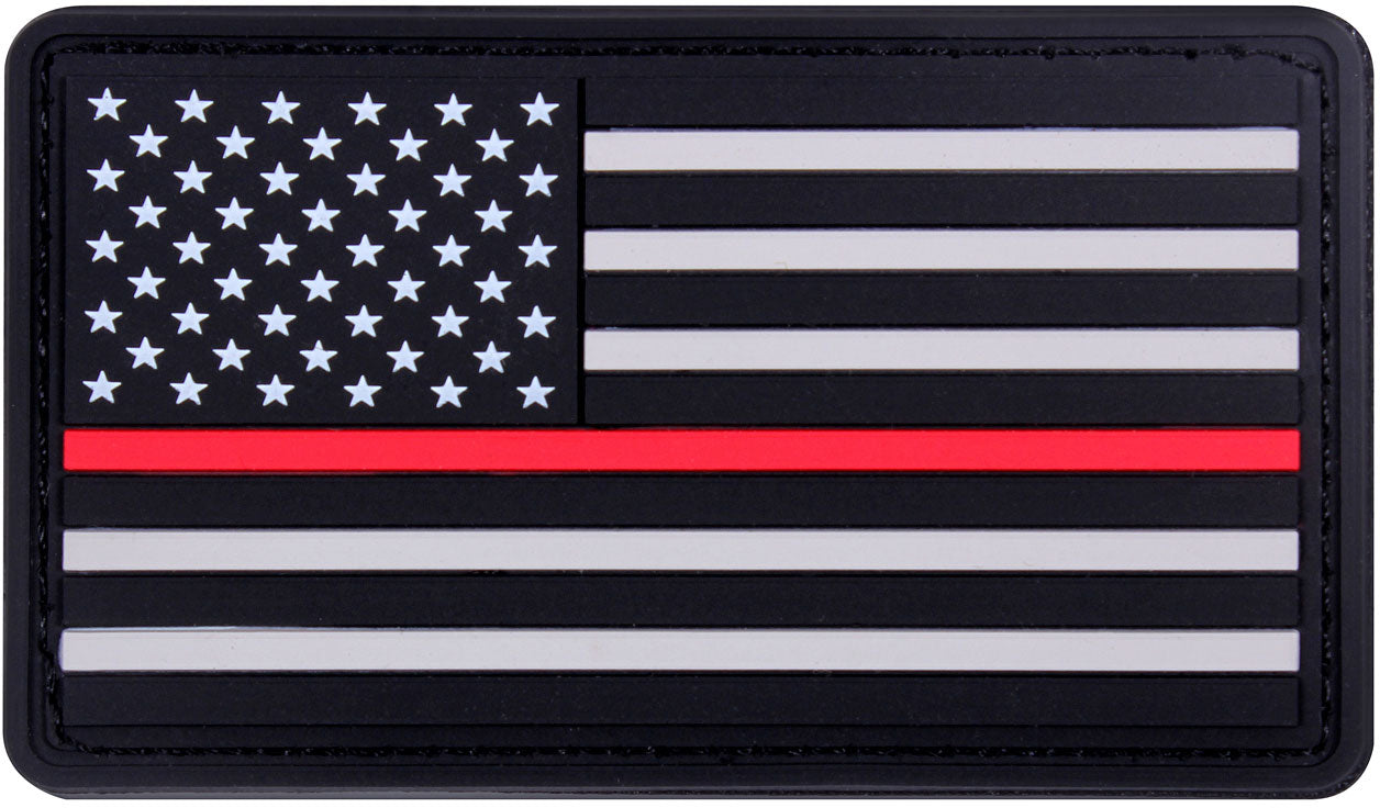 Thin Red Line Support The Firefighters US Flag PVC Patch 1-7/8