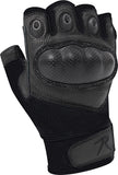 Black - Fingerless Cut Resistant Carbon Hard Knuckle Gloves