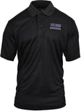 Black Thin Blue Line Moisture Wicking Polo