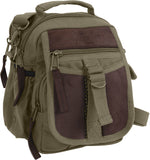 Olive Drab Canvas & Leather Travel Shoulder Bag