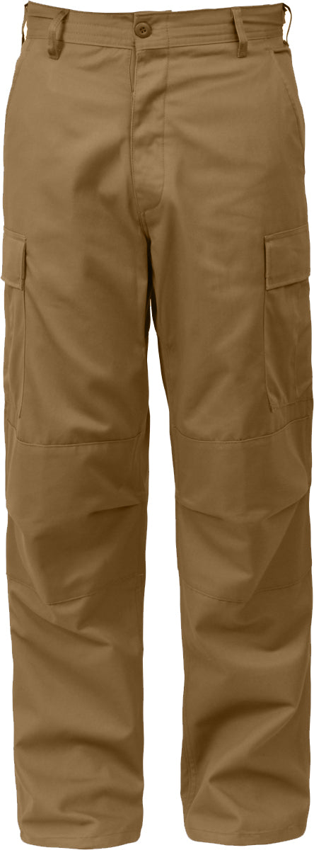 Coyote Brown - Tactical BDU Pants Cargo Fatigues - Poly/Cotton - Zipper Fly - Relaxed Fit