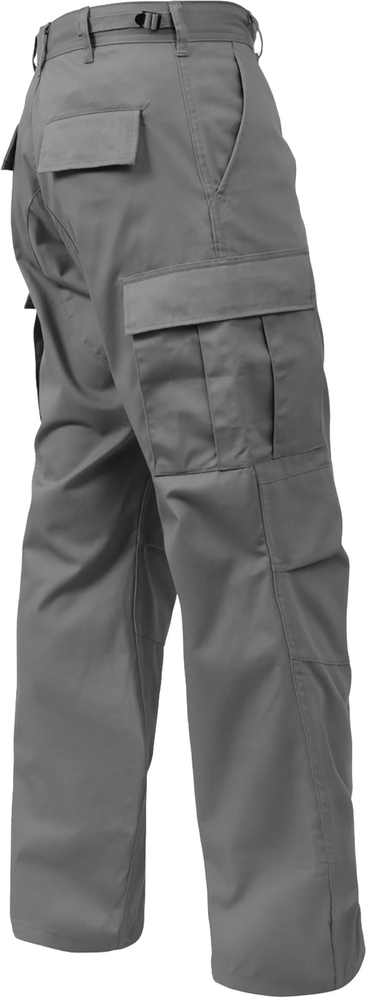 Grey - Tactical BDU Pants Cargo Fatigues - Poly/Cotton - Zipper Fly - Relaxed Fit