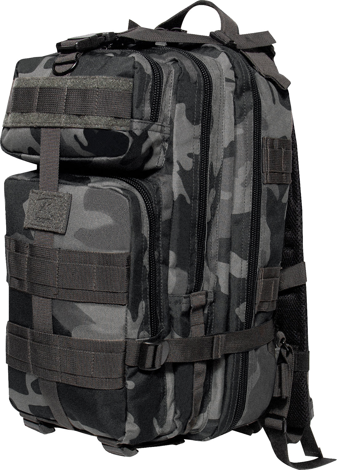 Black Camo Military MOLLE Medium Transport Pack - Tactical 600D Gear Backpack