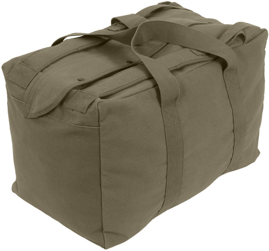 Olive Drab - Canvas Parachute Cargo Bag Extra Large Duffle Bag 75L with Backpack Straps