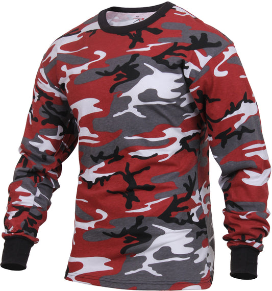 Red Camo - Tactical Long Sleeve T-Shirt, Poly/Cotton