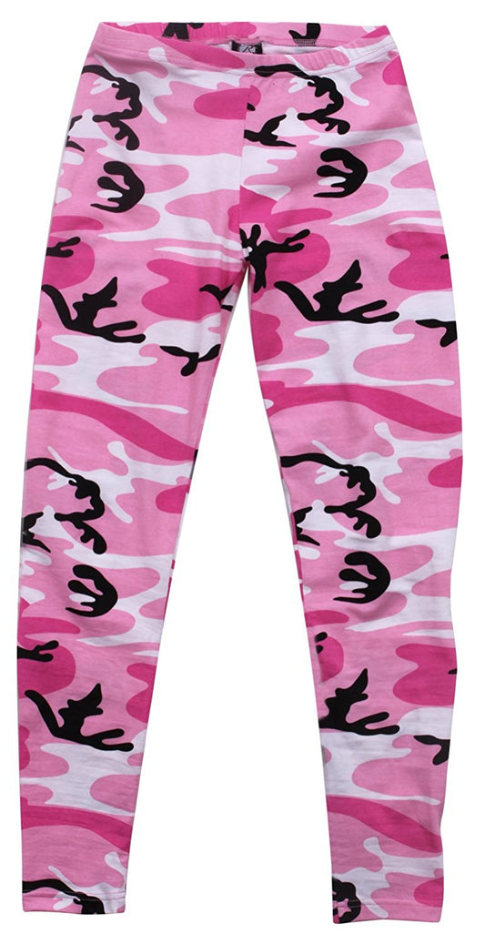Pink Camo - Womens Camo Leggings Stretch Army Spandex Thin Workout Pants