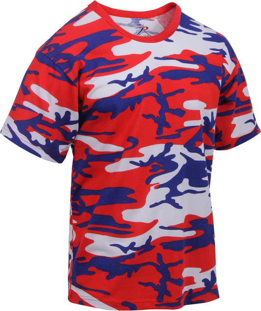 Red White Blue USA Camo - Tactical Short Sleeve T-Shirt, Poly/Cotton