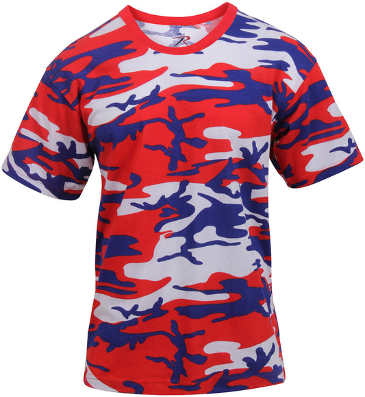 Red White Blue USA Camo - Tactical Short Sleeve T-Shirt, Poly/Cotton