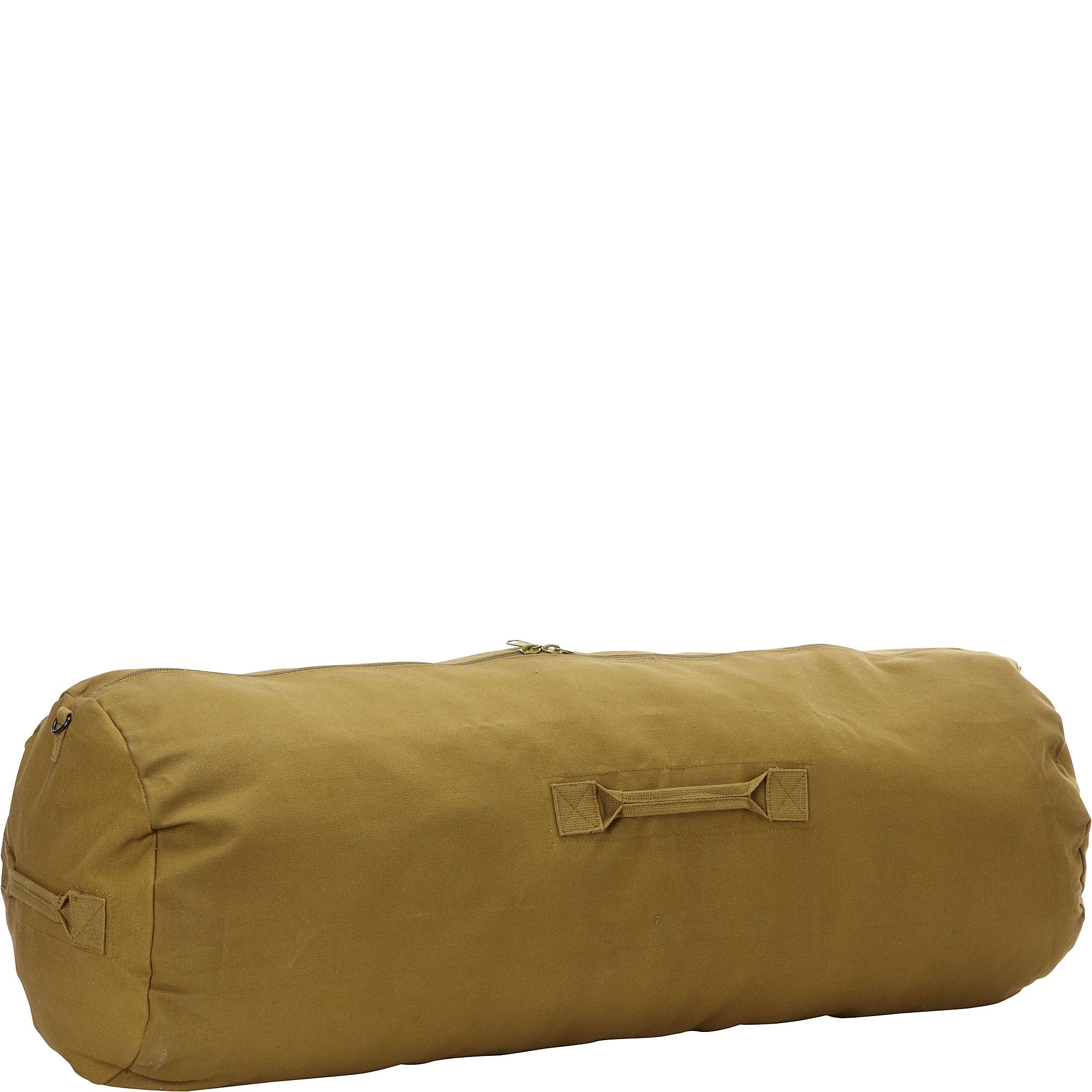 Coyote Brown - Cotton Canvas Military Duffle Bag with Side Zipper 25 in. x 42 in.