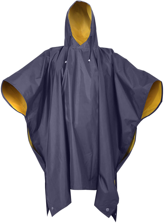 Navy Blue To Yellow - PVC Reversible Wet Weather Rain Poncho