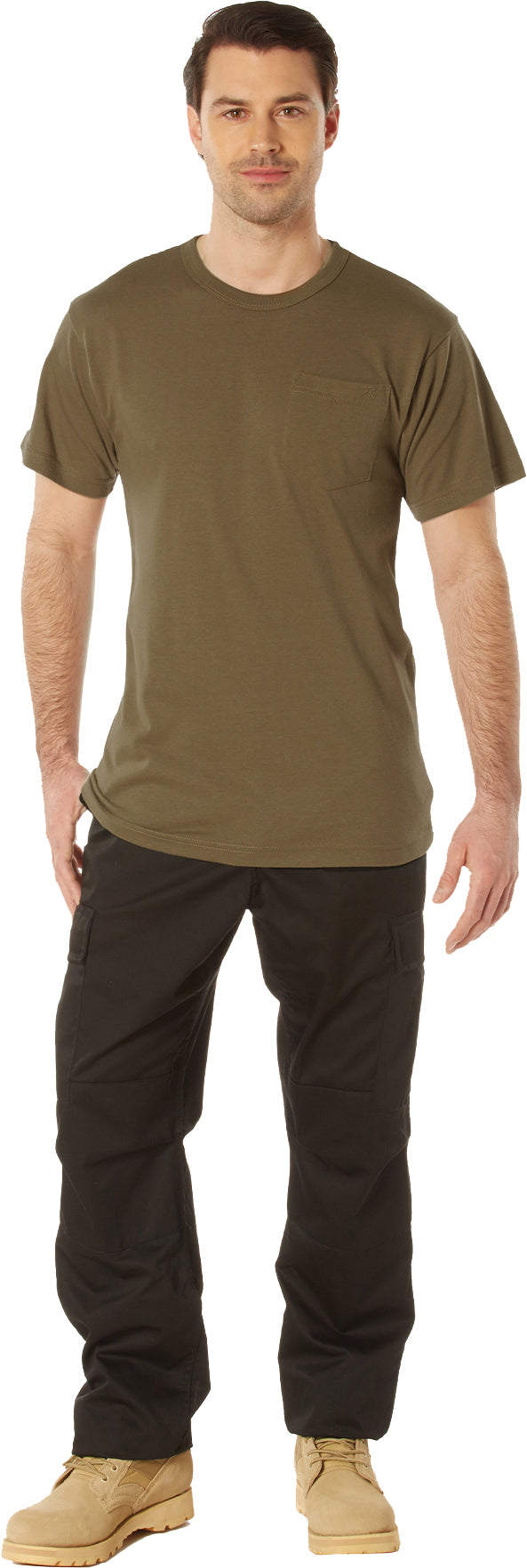Brown Cotton / Polyester Pocket T-Shirt
