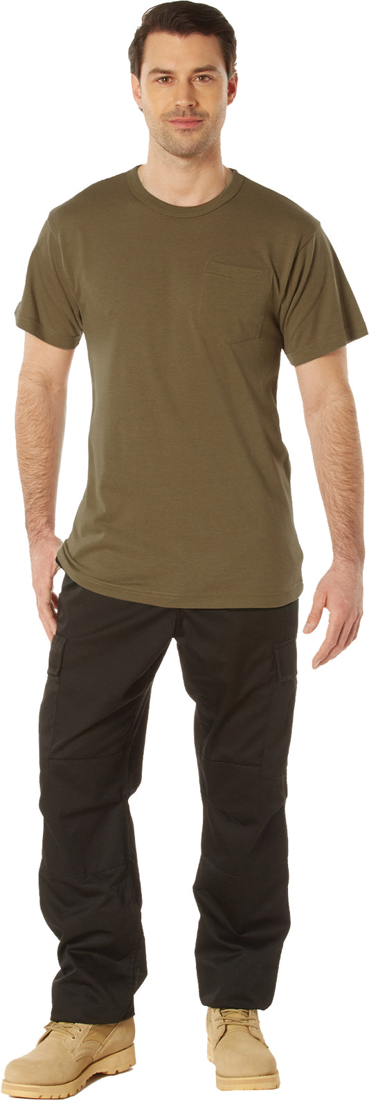 Brown - Cotton / Polyester Pocket T-Shirt