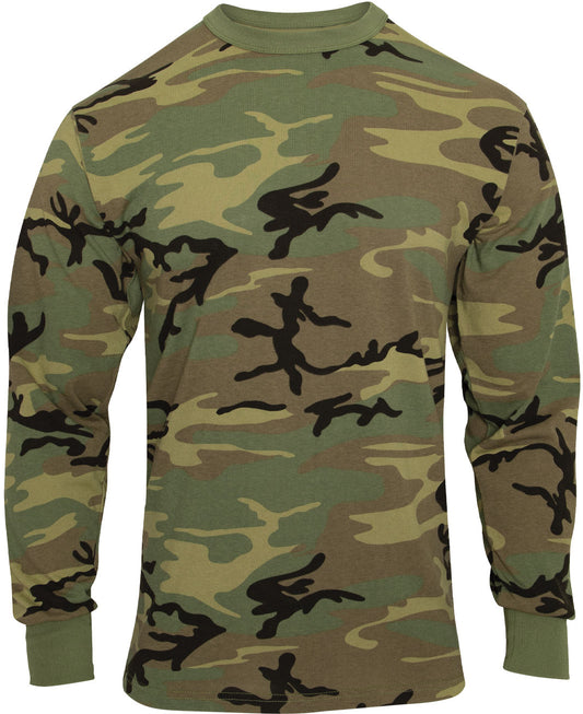 Woodland Camo - Tactical Long Sleeve Vintage T-Shirt, Poly/Cotton