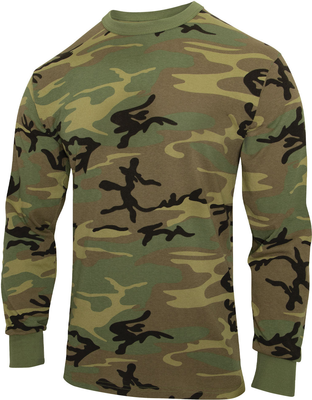 Woodland Camo - Tactical Long Sleeve Vintage T-Shirt, Poly/Cotton