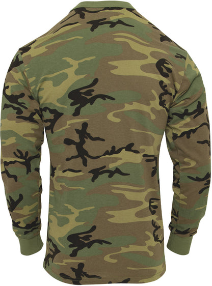 Woodland Camo - Tactical Long Sleeve Vintage T-Shirt, Poly/Cotton
