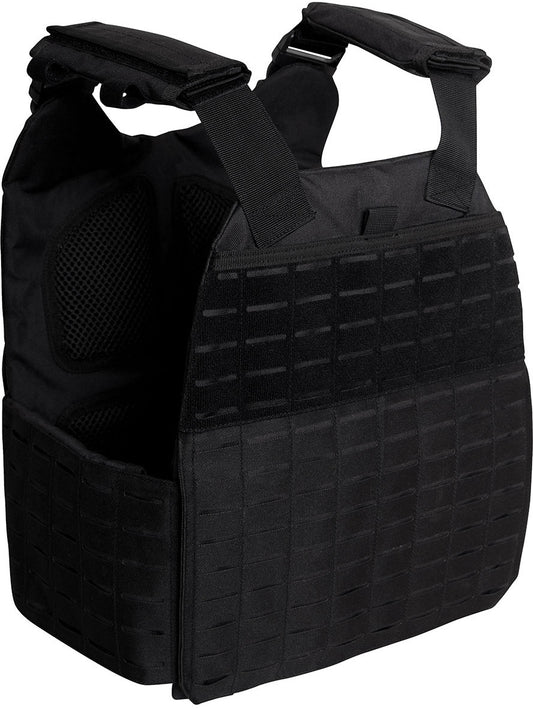 Black Laser Cut MOLLE Plate Carrier Vest