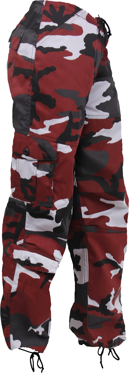 Red Camo Womens Paratrooper Colored Camo Fatigues