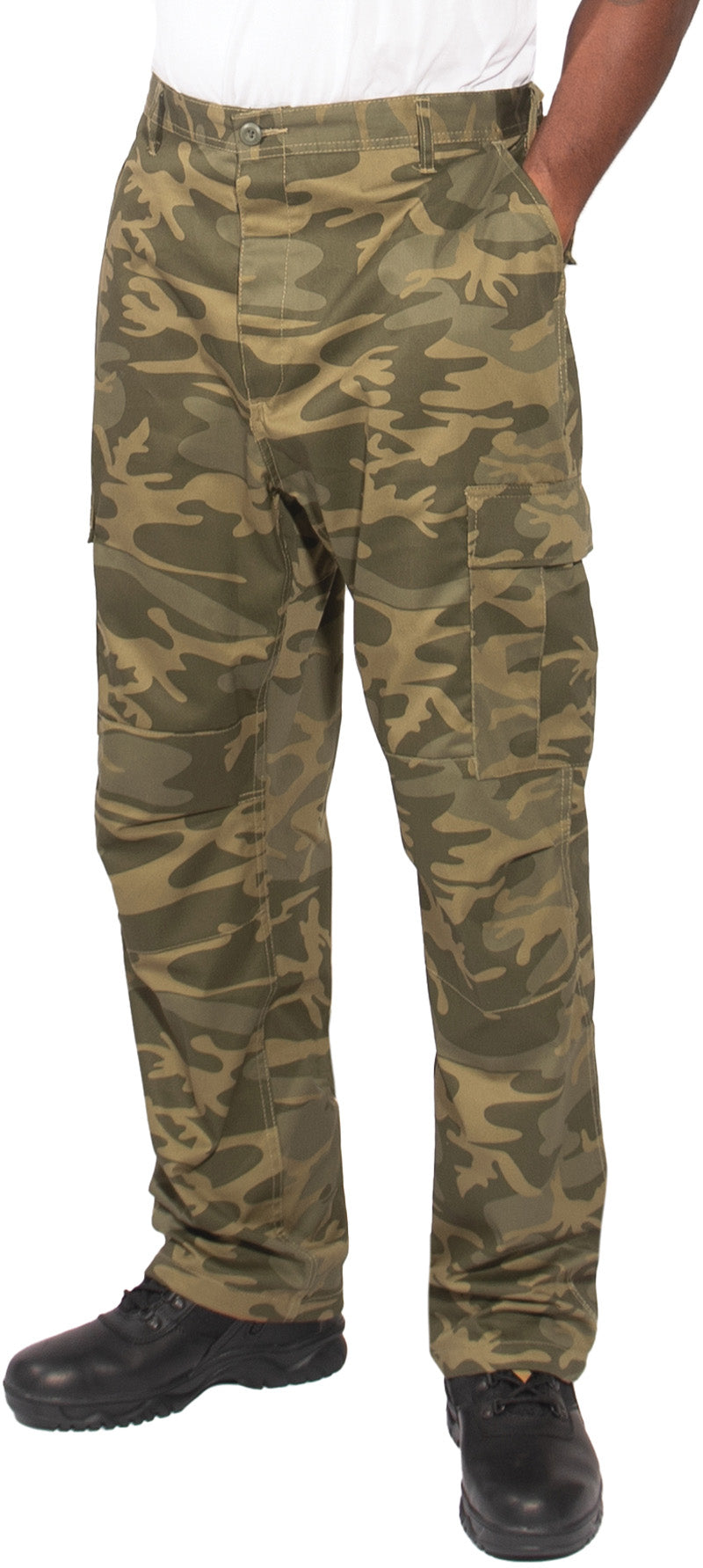 Olive Drab Solid Military Rip-Stop BDU Cargo Fatigue Pants