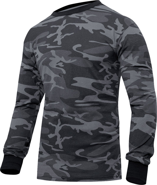Black Camo - Tactical Long Sleeve T-Shirt, Poly/Cotton