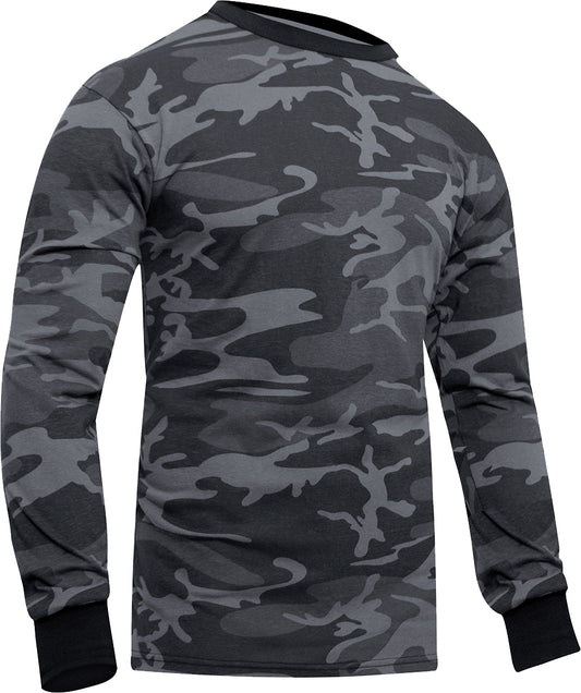 Black Camo - Tactical Long Sleeve T-Shirt, Poly/Cotton