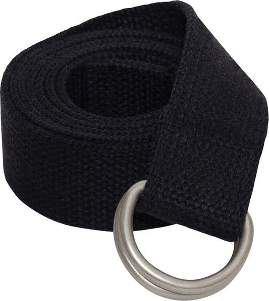 Black Military D-Ring Expedition Belt - Cotton Tactical Web Belt (1.25")