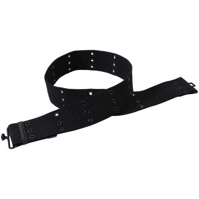 Black - Military Pistol Belt with Metal Buckle 42 in. - Canvas