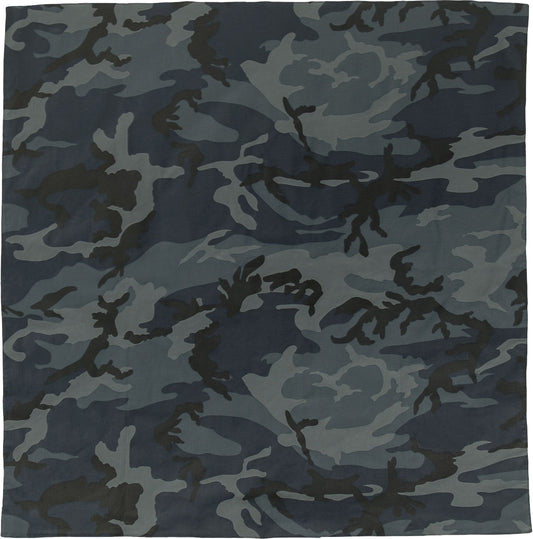 Midnight Blue Camo - Jumbo Tactical Bandana, 100% Cotton, 27" x 27"
