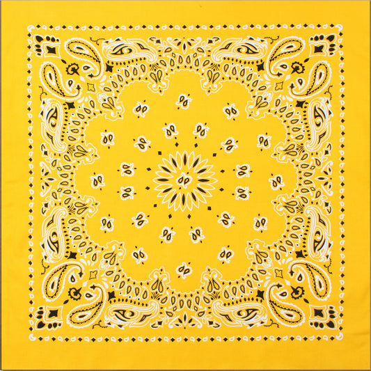 Yellow - Jumbo Trainmen Paisley Bandana, 100% Cotton, 27" x 27"