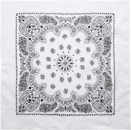 White - Jumbo Trainmen Paisley Bandana, 100% Cotton, 27" x 27"