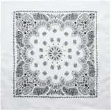 White - Jumbo Trainmen Paisley Bandana, 100% Cotton, 27