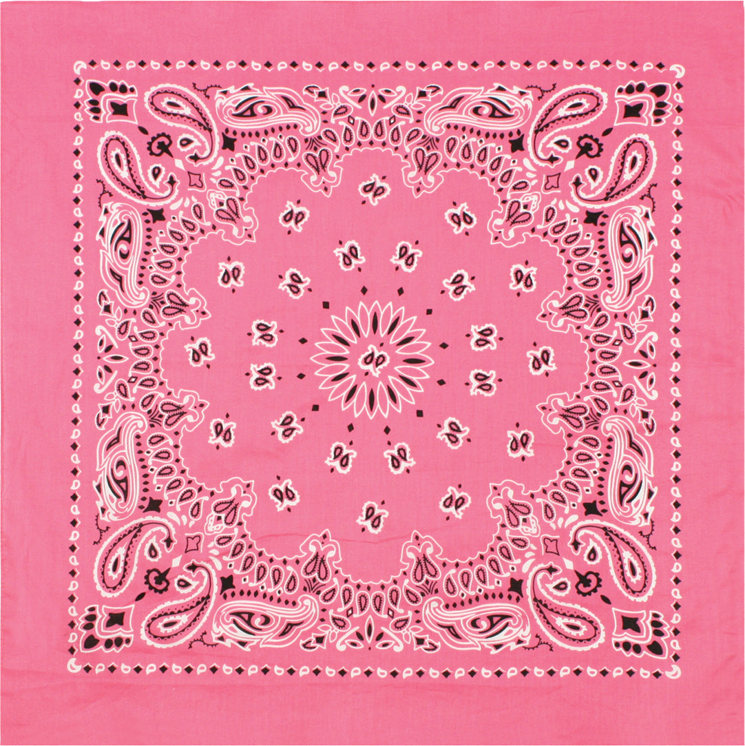 Pink - Jumbo Trainmen Paisley Bandana, 100% Cotton, 27" x 27"
