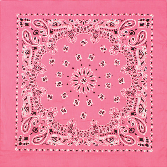 Pink - Jumbo Trainmen Paisley Bandana, 100% Cotton, 27" x 27"